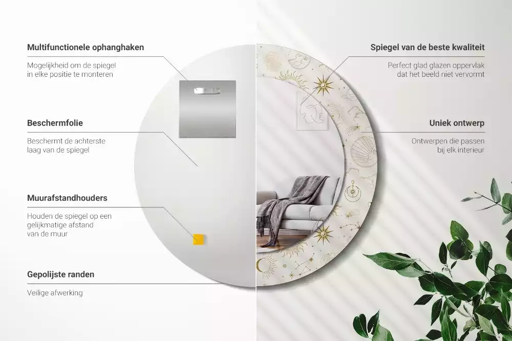 Espelho decorativo redondo Padrão místico