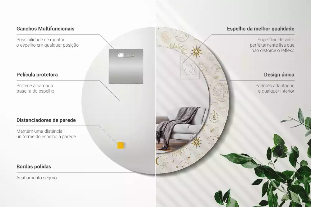 Espelho decorativo redondo Padrão místico