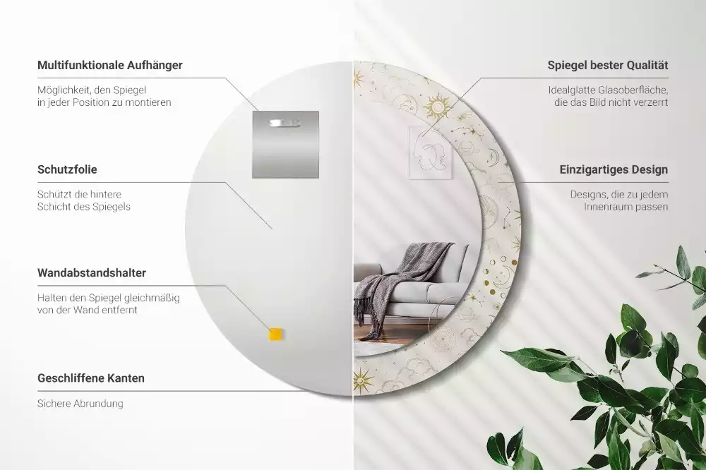 Espelho decorativo redondo Padrão místico