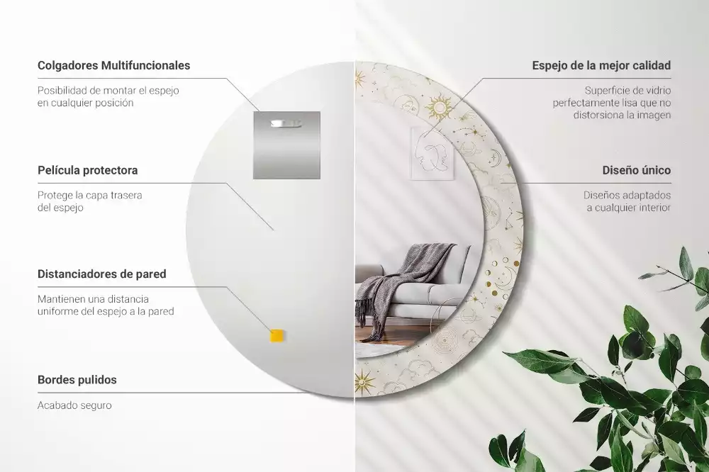 Espelho decorativo redondo Padrão místico