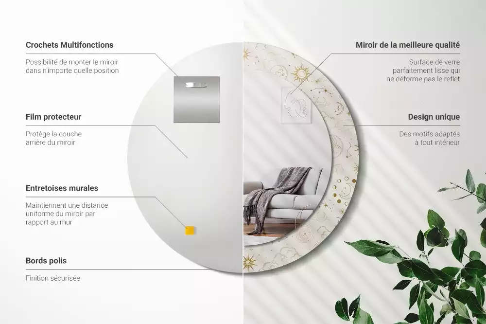 Espelho decorativo redondo Padrão místico