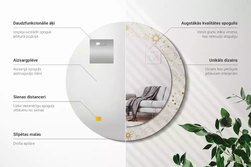 Espelho decorativo redondo Padrão místico