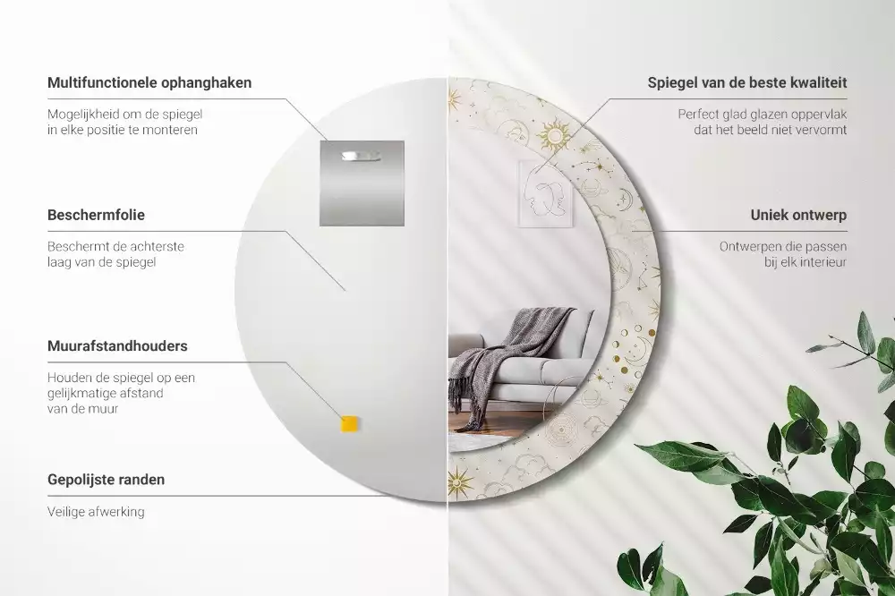 Espelho decorativo redondo Padrão místico