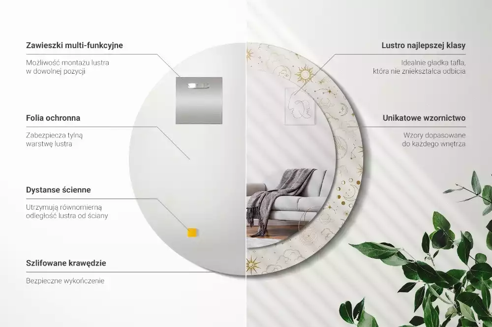 Espelho decorativo redondo Padrão místico