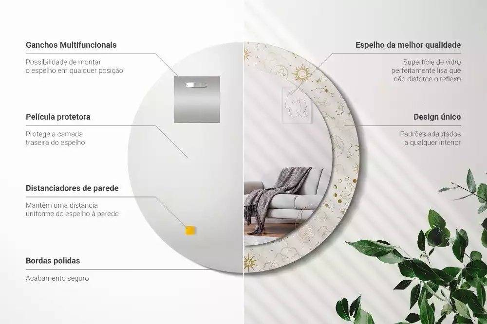 Espelho decorativo redondo Padrão místico