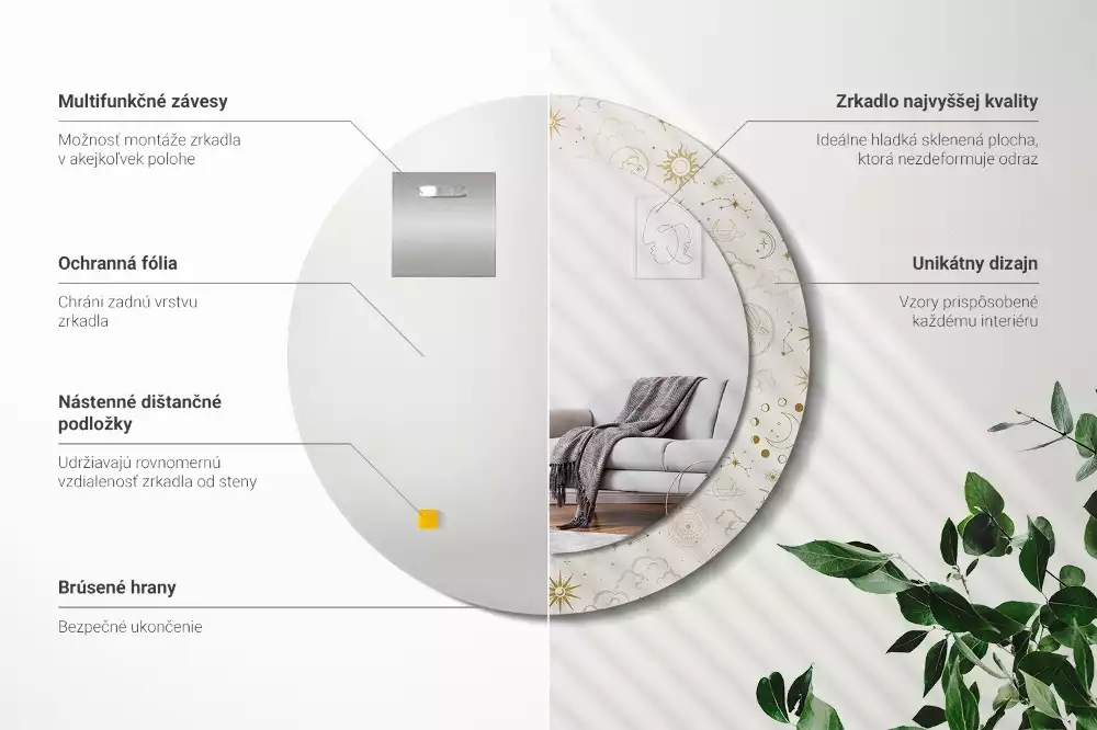 Espelho decorativo redondo Padrão místico