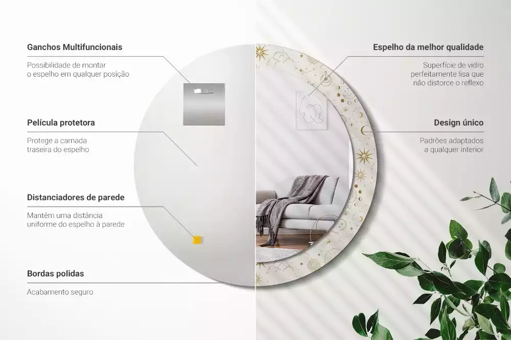 Espelho decorativo redondo Padrão místico