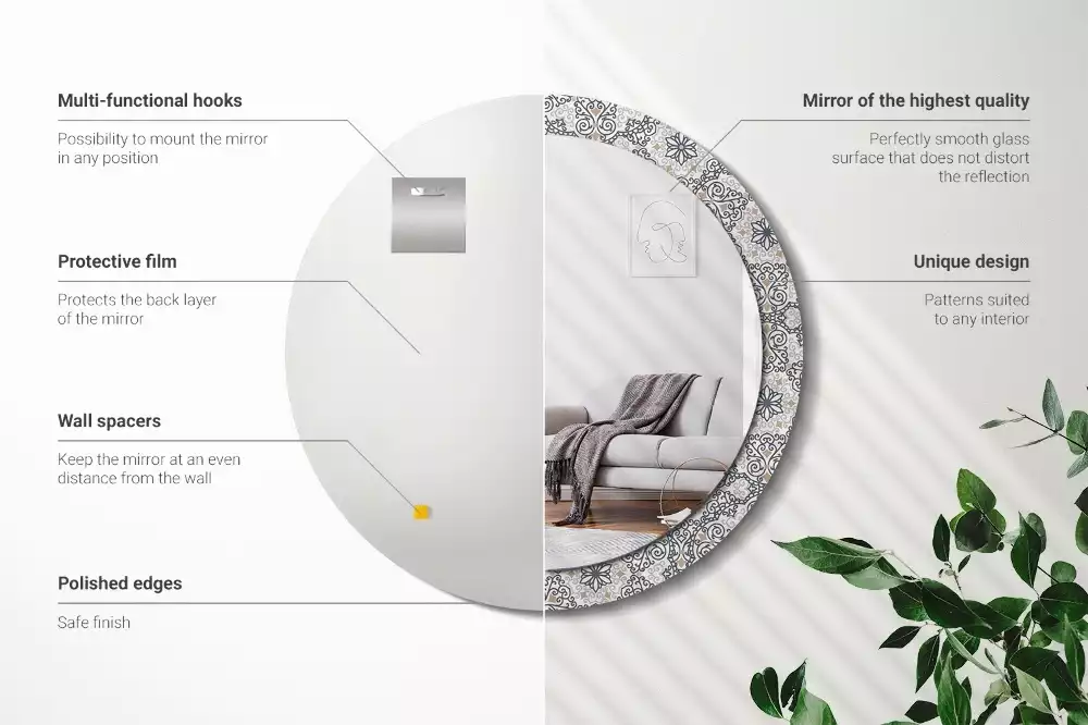 Espelho redondo decorativo Ornamentos geométricos