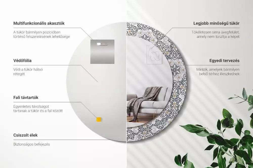 Espelho redondo decorativo Ornamentos geométricos