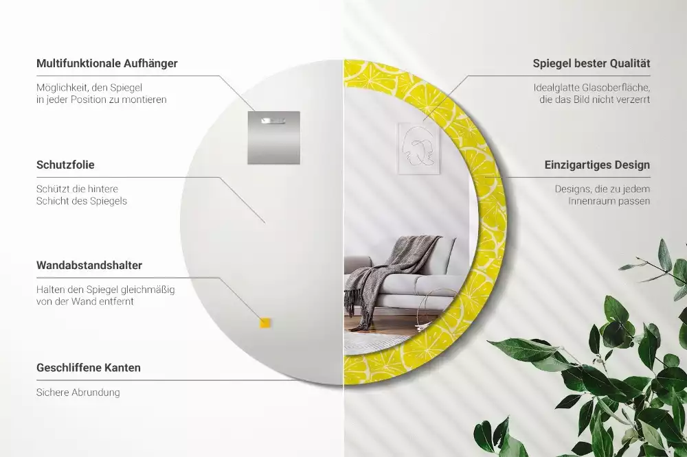 Espelho decorativo redondo Limões