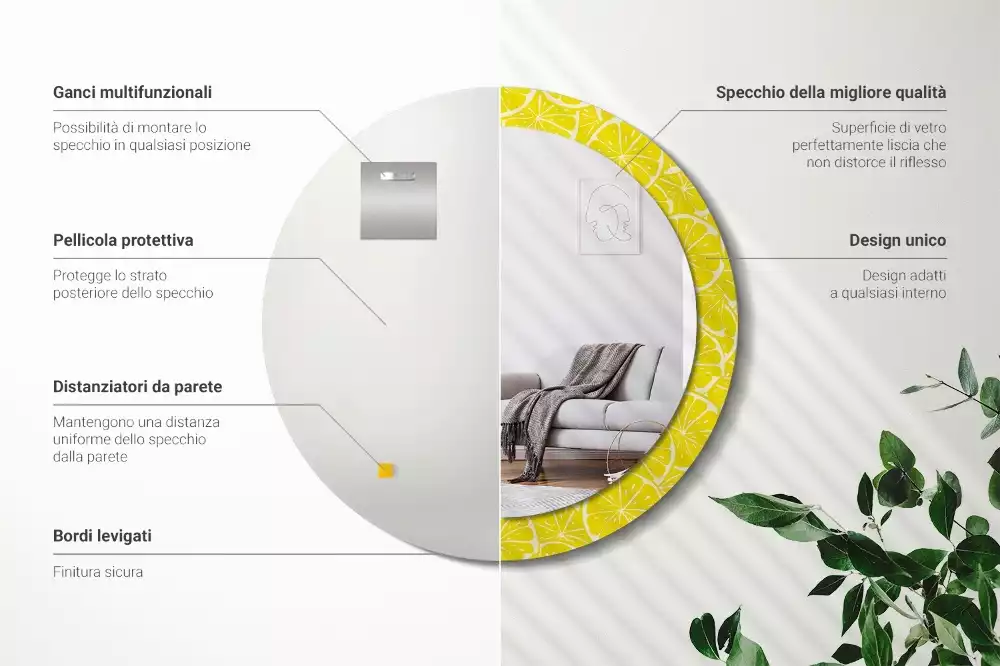 Espelho decorativo redondo Limões