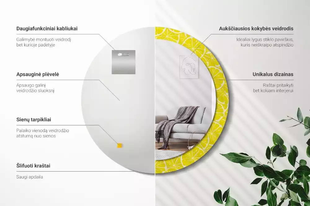 Espelho decorativo redondo Limões