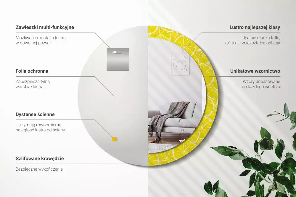 Espelho decorativo redondo Limões