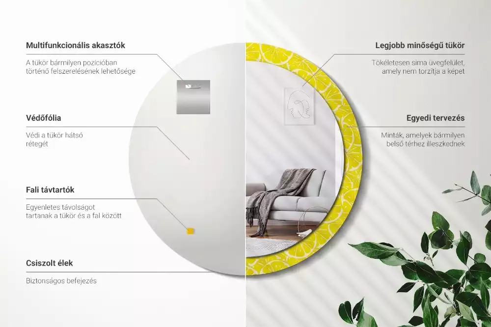 Espelho decorativo redondo Limões