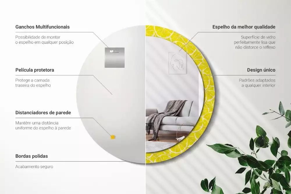 Espelho decorativo redondo Limões