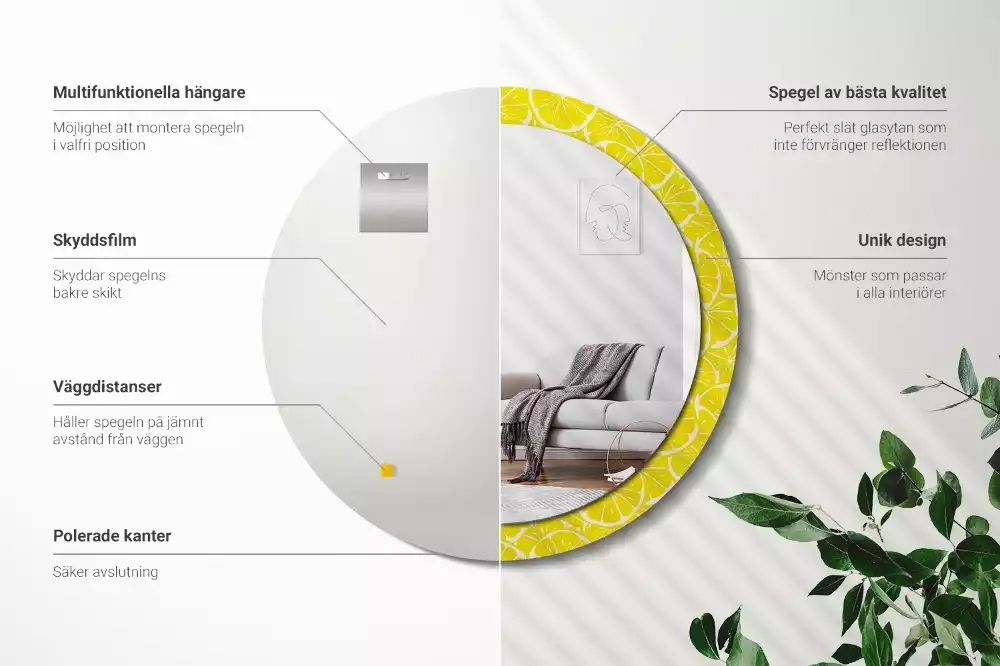 Espelho decorativo redondo Limões