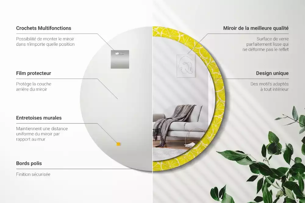 Espelho decorativo redondo Limões