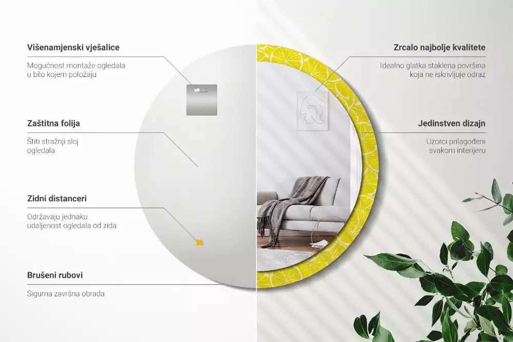 Espelho decorativo redondo Limões