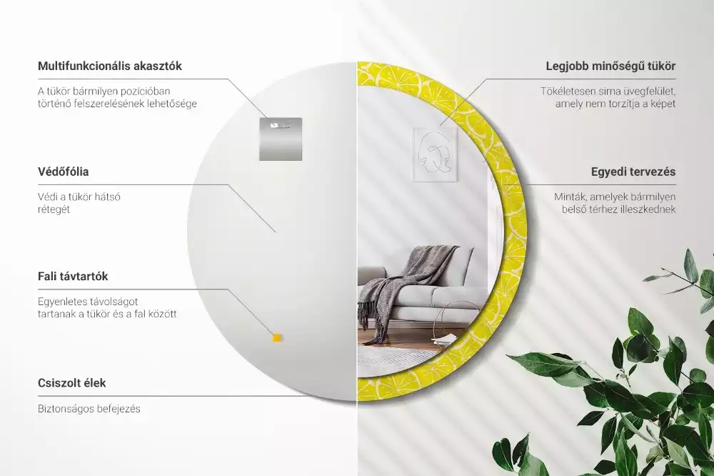 Espelho decorativo redondo Limões