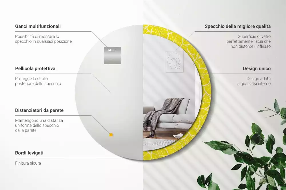 Espelho decorativo redondo Limões