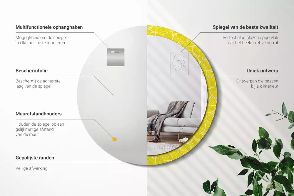 Espelho decorativo redondo Limões