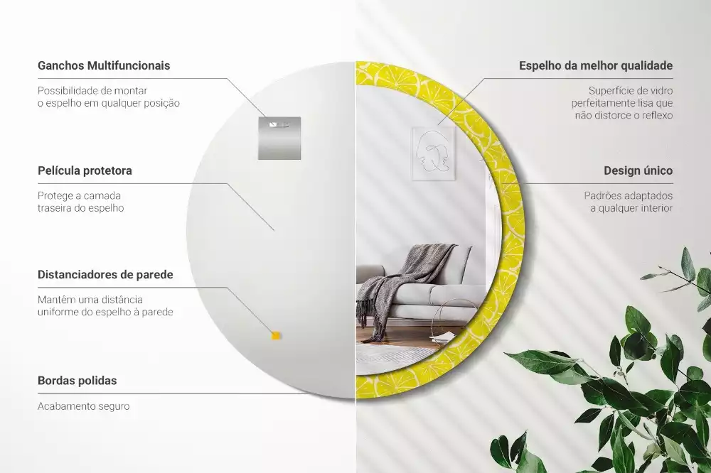 Espelho decorativo redondo Limões