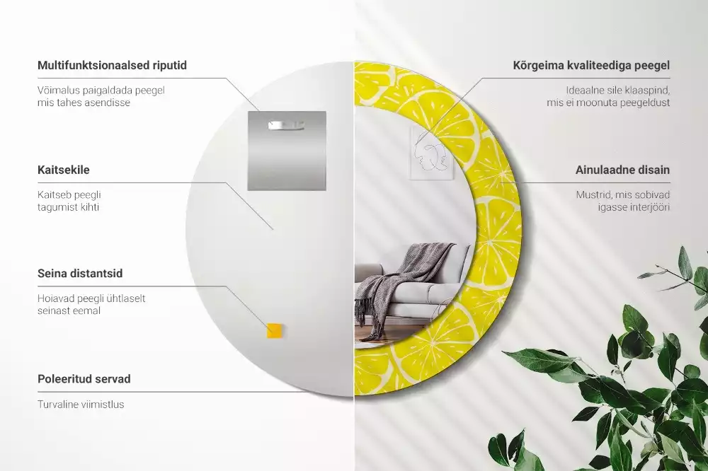 Espelho decorativo redondo Limões