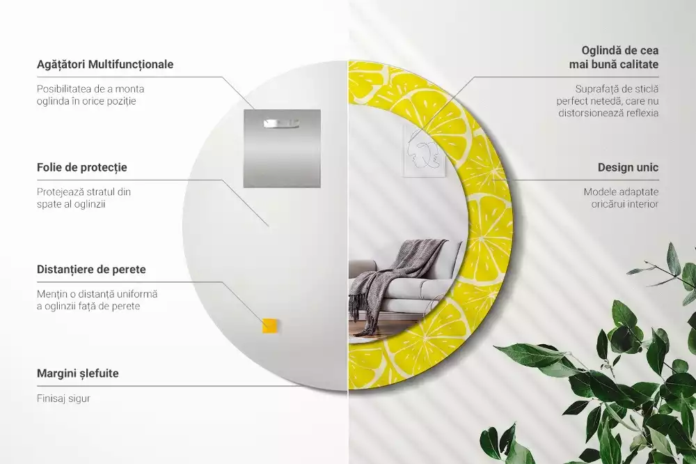 Espelho decorativo redondo Limões