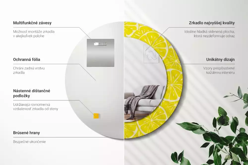 Espelho decorativo redondo Limões