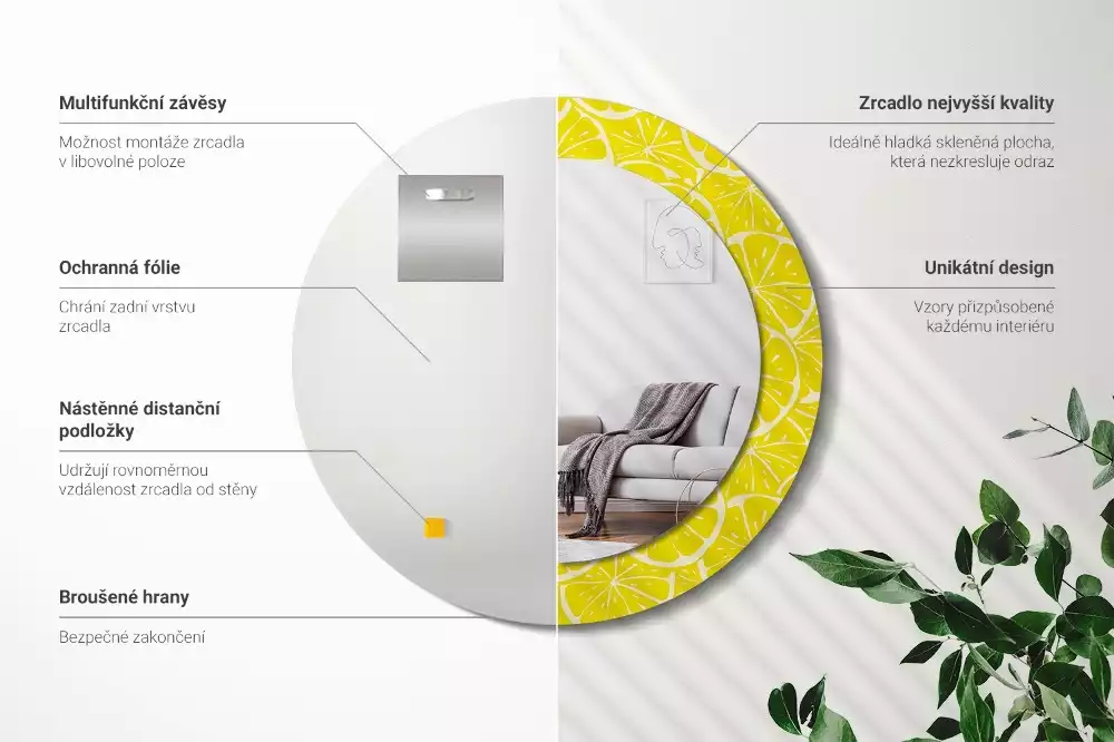 Espelho decorativo redondo Limões