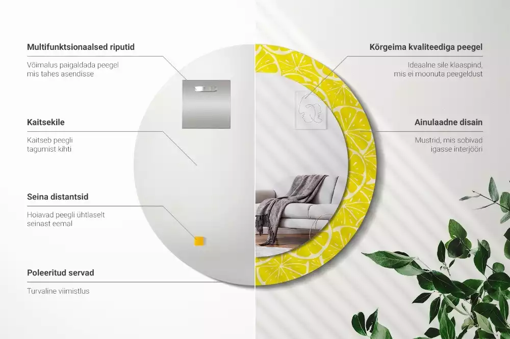 Espelho decorativo redondo Limões