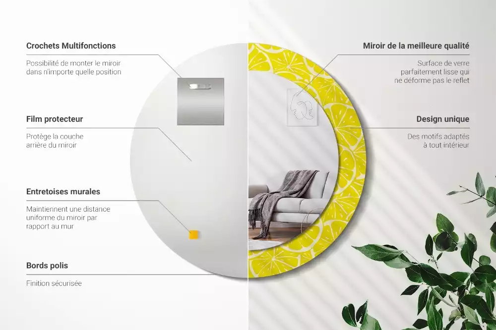 Espelho decorativo redondo Limões