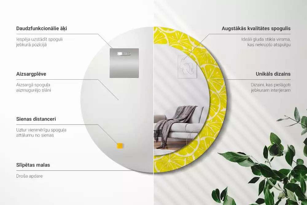 Espelho decorativo redondo Limões