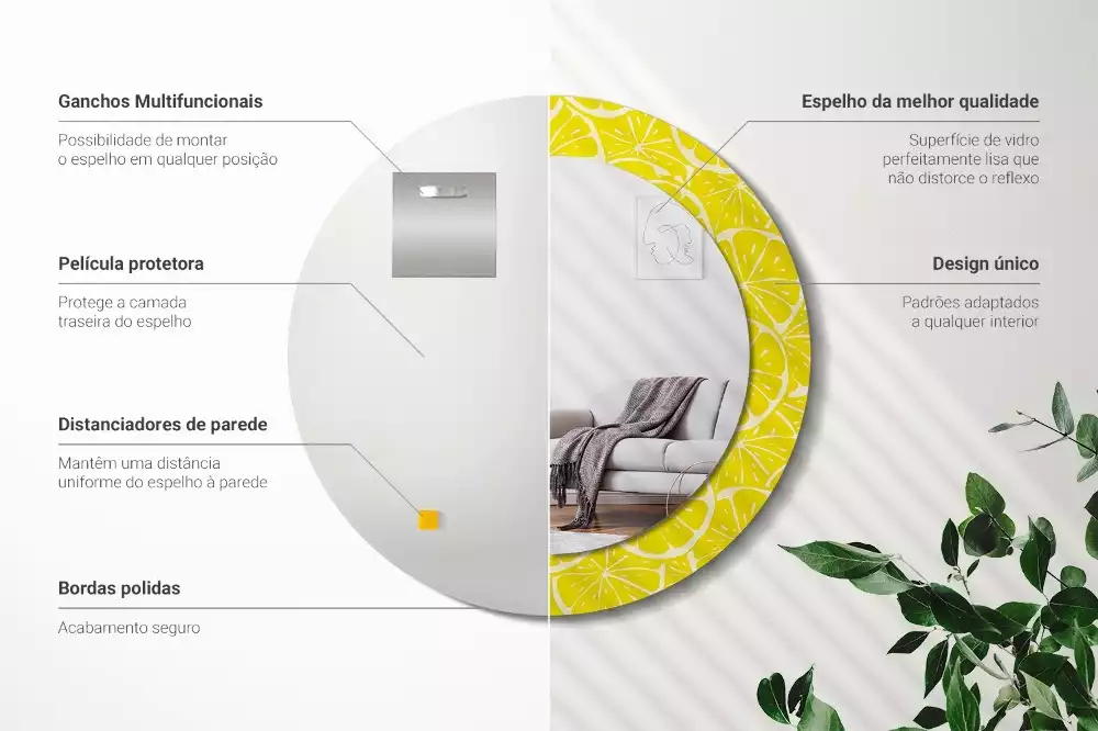 Espelho decorativo redondo Limões