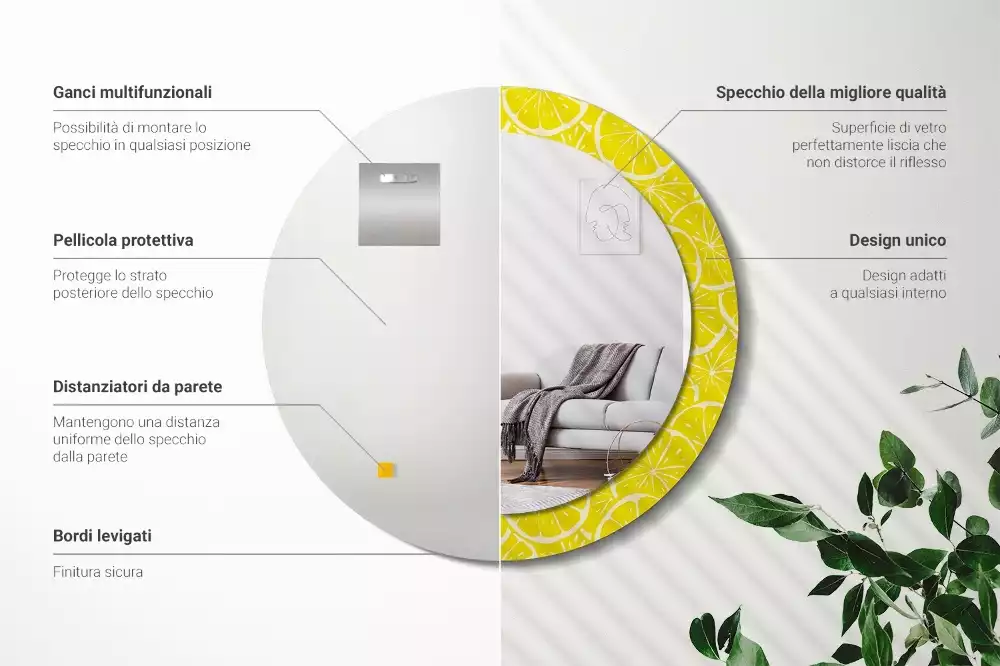 Espelho decorativo redondo Limões