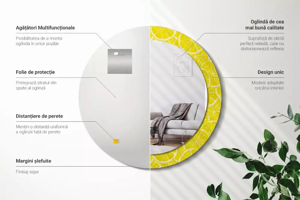 Espelho decorativo redondo Limões