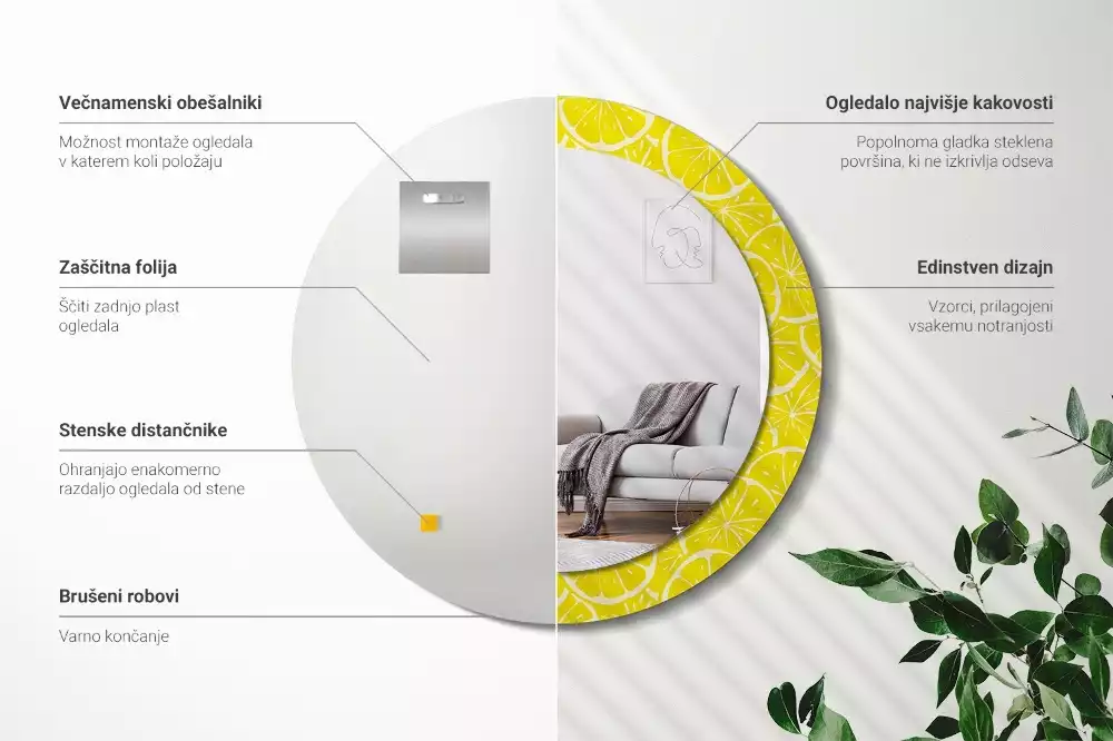 Espelho decorativo redondo Limões