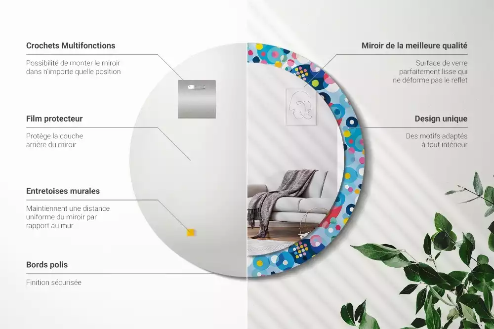 Espelho redondo decorativo Círculos coloridos