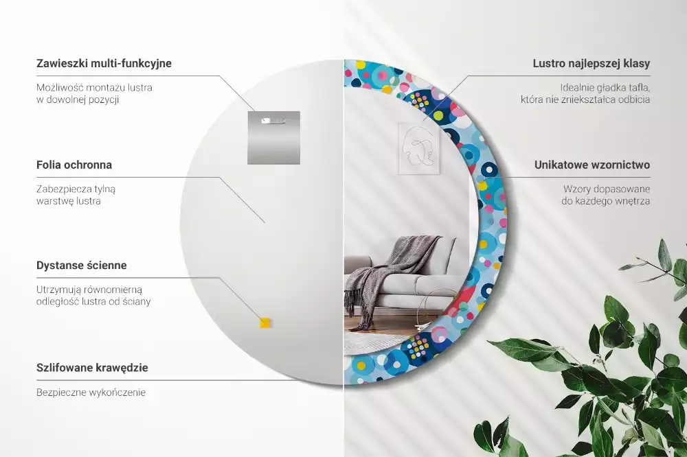 Espelho redondo decorativo Círculos coloridos