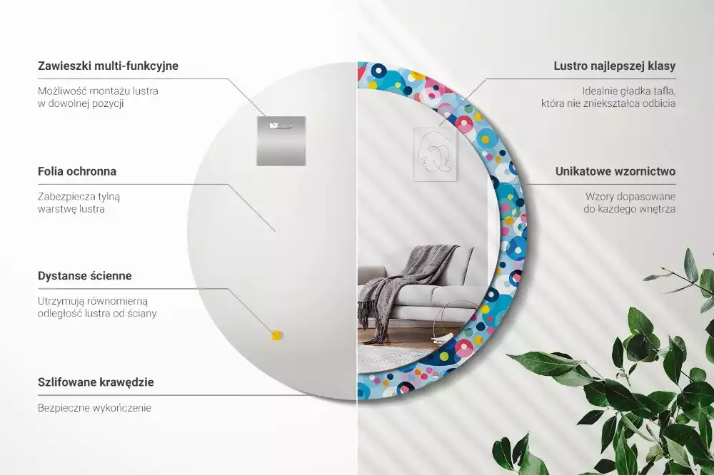 Espelho redondo decorativo Círculos coloridos