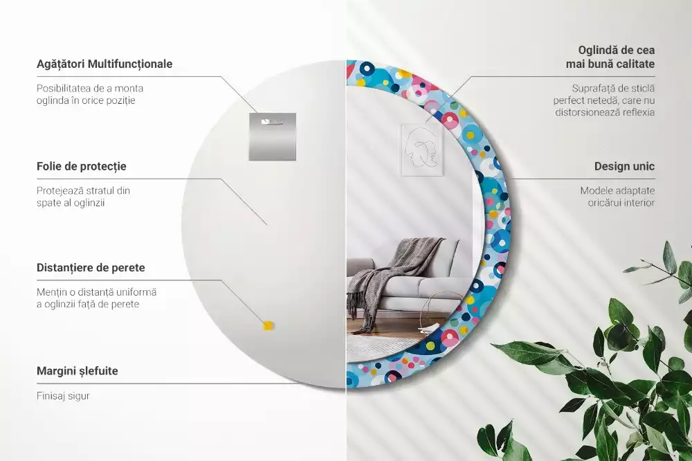 Espelho redondo decorativo Círculos coloridos