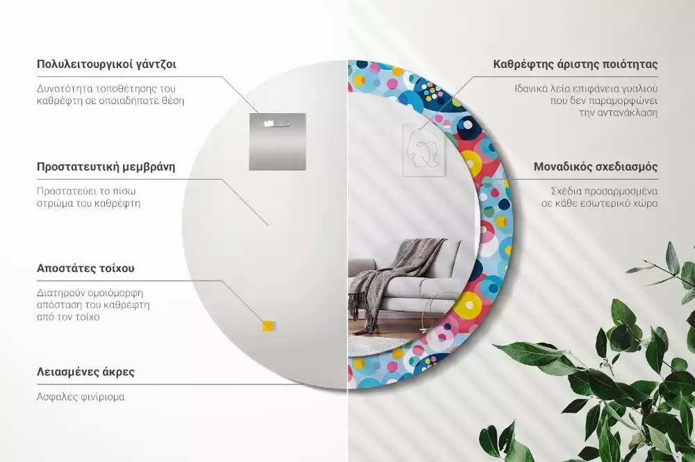 Espelho redondo decorativo Círculos coloridos