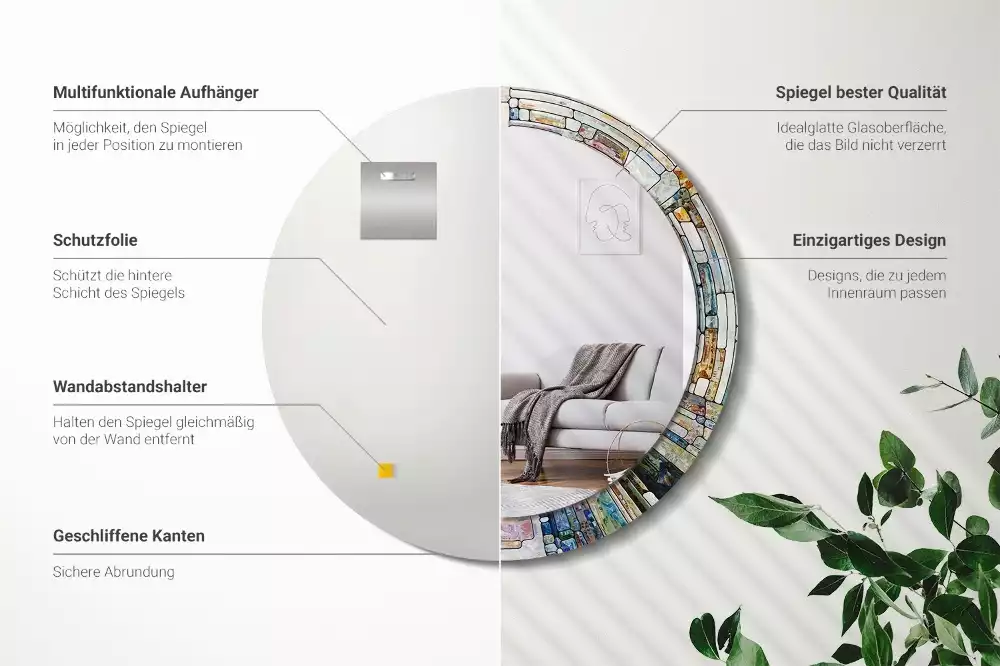 Espelho decorativo redondo Vitral