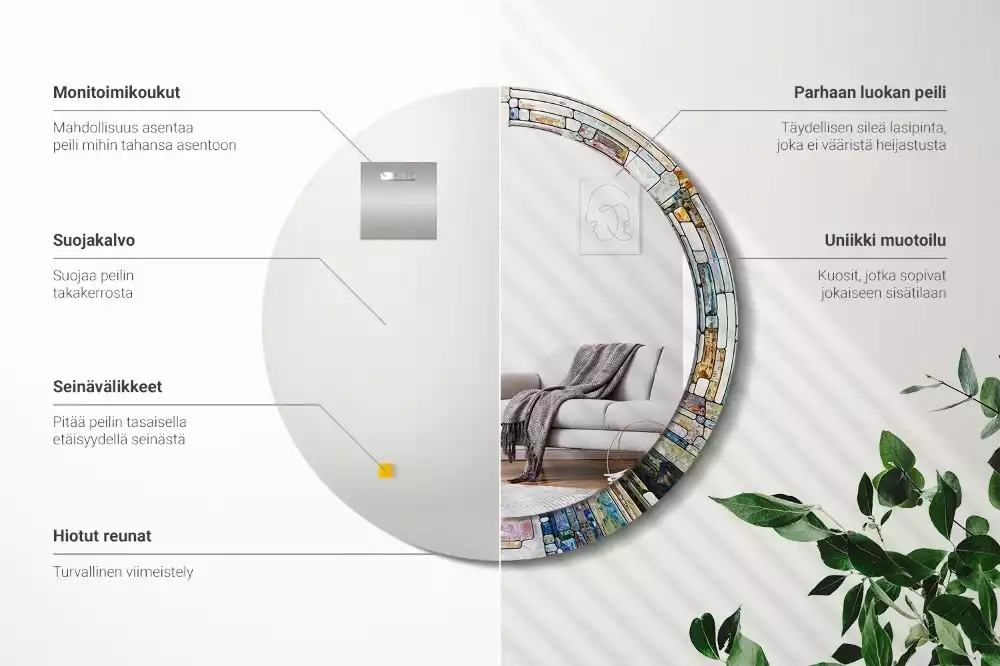 Espelho decorativo redondo Vitral