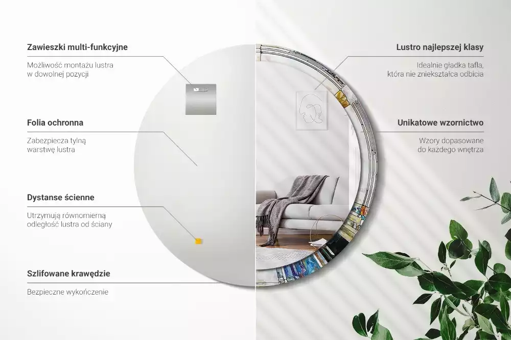 Espelho decorativo redondo Vitral