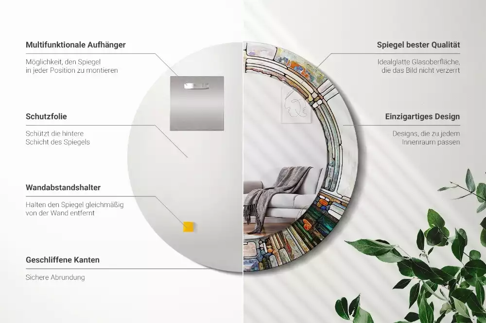 Espelho decorativo redondo Vitral