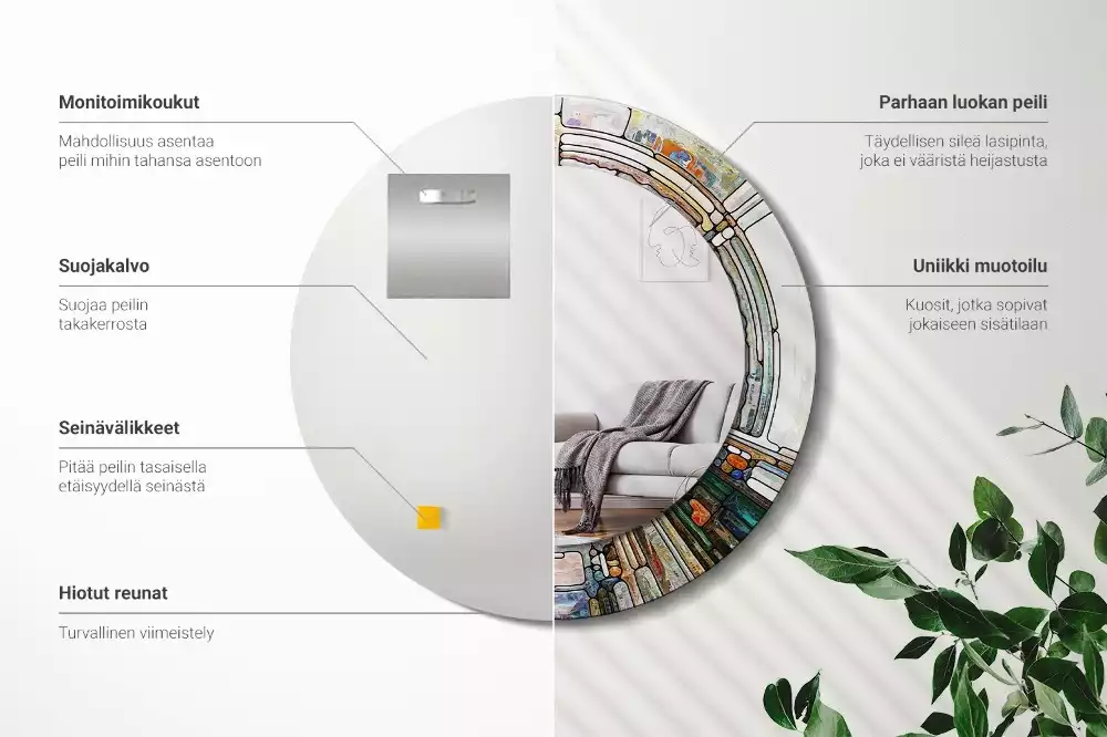 Espelho decorativo redondo Vitral