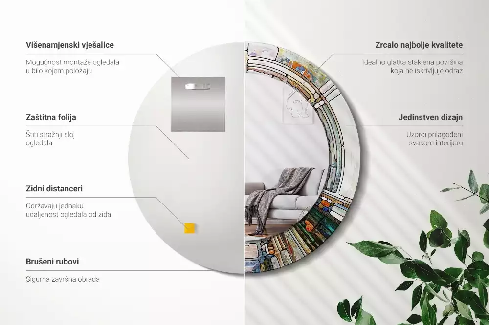 Espelho decorativo redondo Vitral