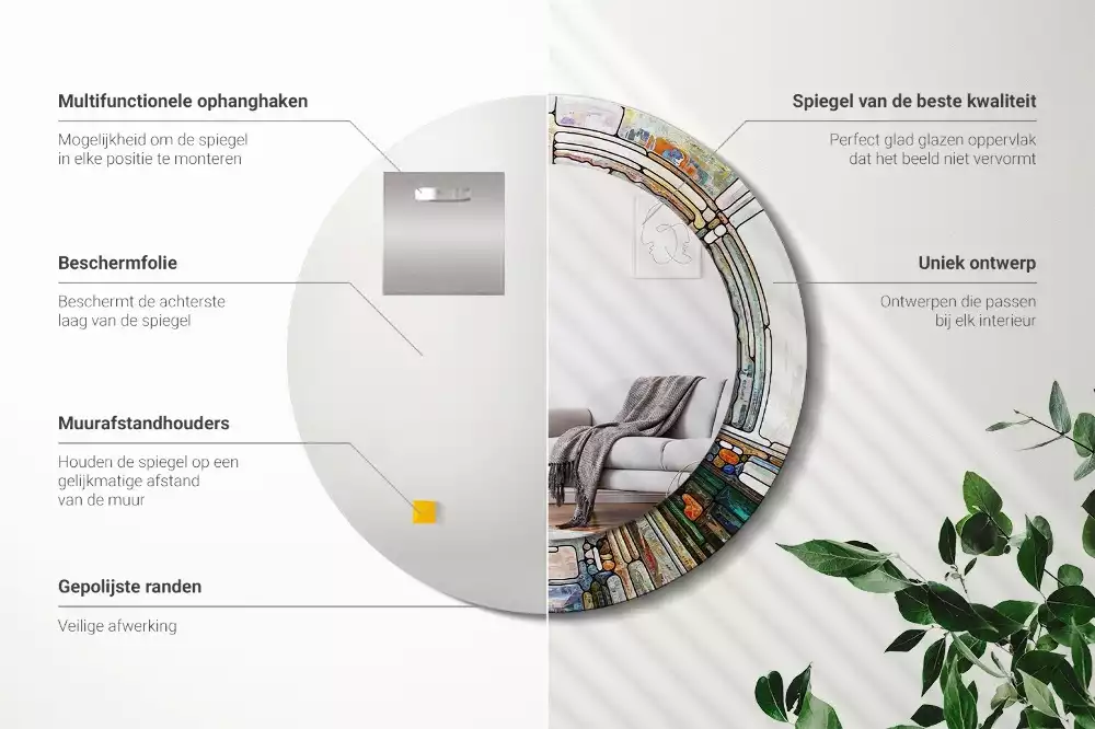 Espelho decorativo redondo Vitral