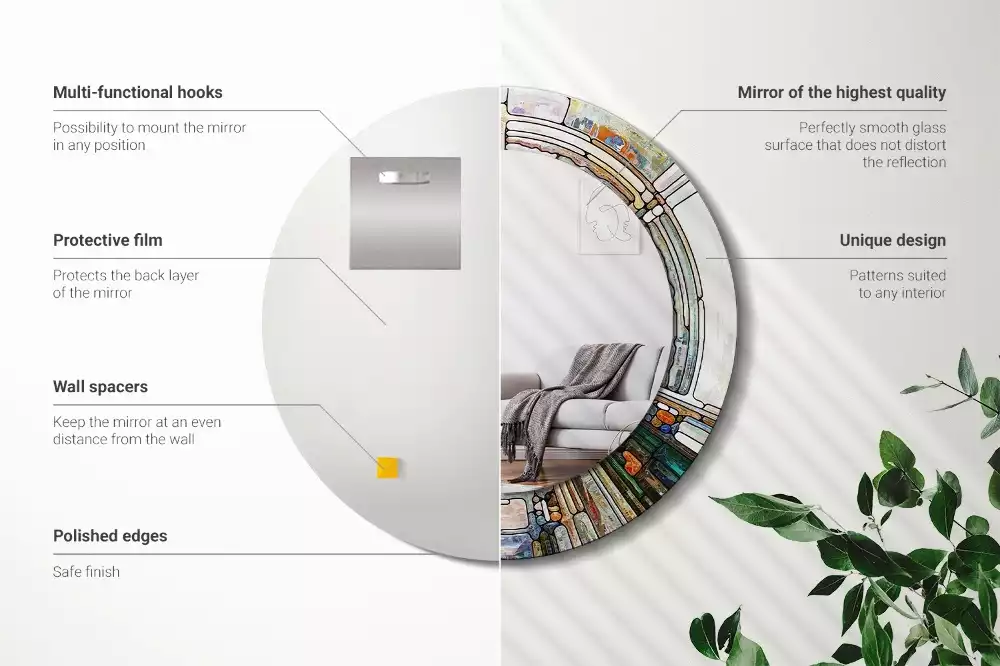 Espelho decorativo redondo Vitral